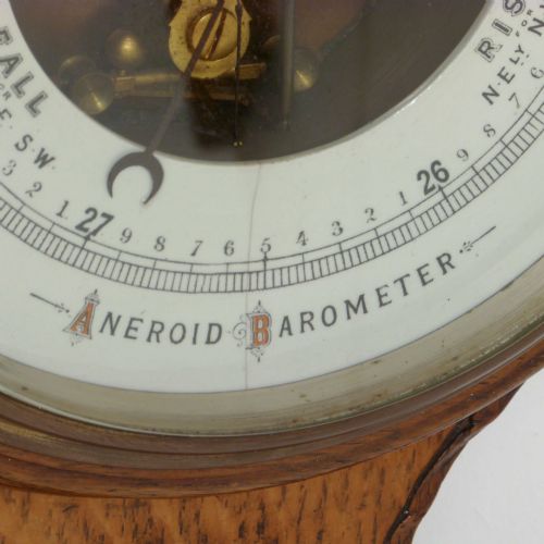EDWARDIAN OAK ANEROID BAROMETER - ADDITIONAL PHOTO 2