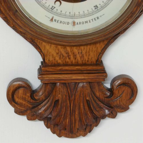 EDWARDIAN OAK ANEROID BAROMETER - ADDITIONAL PHOTO 3