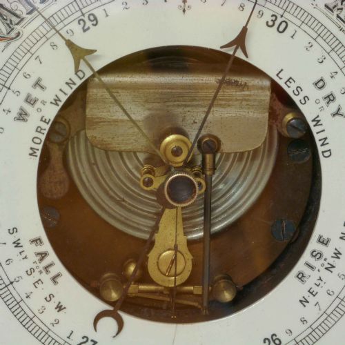 EDWARDIAN OAK ANEROID BAROMETER - ADDITIONAL PHOTO 4