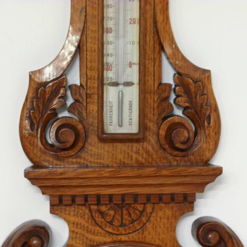 EDWARDIAN OAK ANEROID BAROMETER - ADDITIONAL PHOTO 6