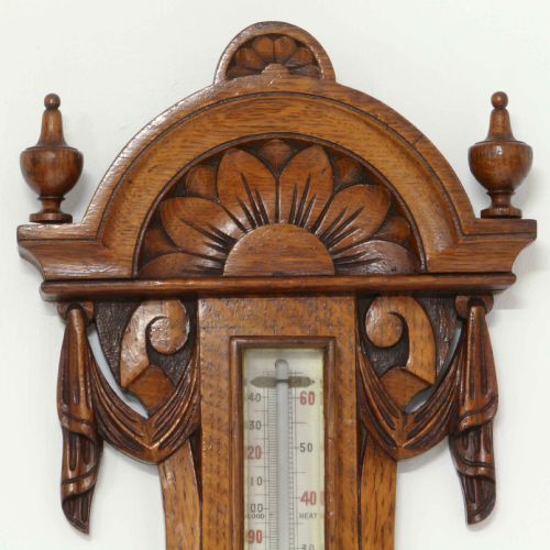 EDWARDIAN OAK ANEROID BAROMETER - ADDITIONAL PHOTO 7