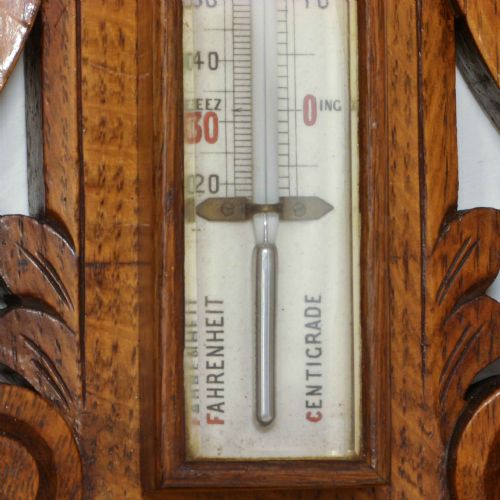 EDWARDIAN OAK ANEROID BAROMETER - ADDITIONAL PHOTO 9