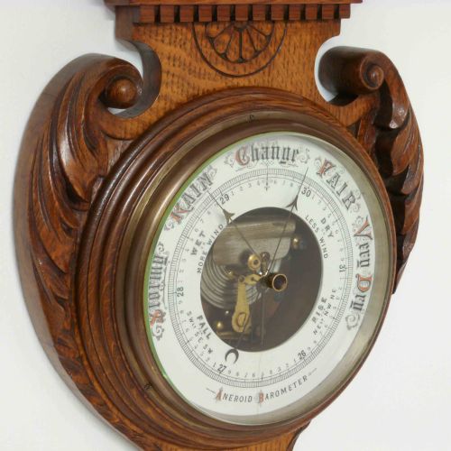 EDWARDIAN OAK ANEROID BAROMETER - ADDITIONAL PHOTO 10