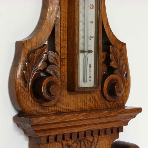 EDWARDIAN OAK ANEROID BAROMETER - ADDITIONAL PHOTO 11