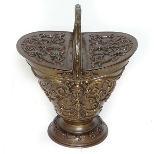 victorian brass coal helmet - CATEGORY: ANTIQUE FIREPLACES - DATED VICTORIAN