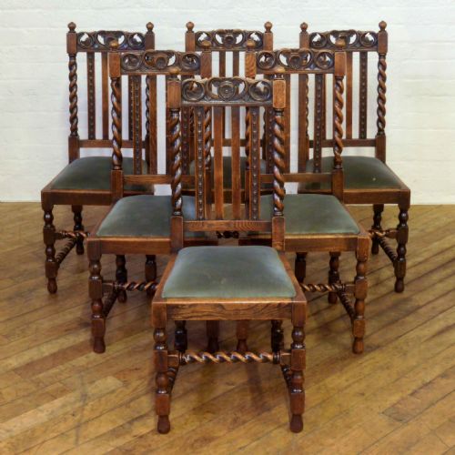 set of six oak jacobean style chairs - CATEGORY: ANTIQUE CHAIRS - DATED 1920