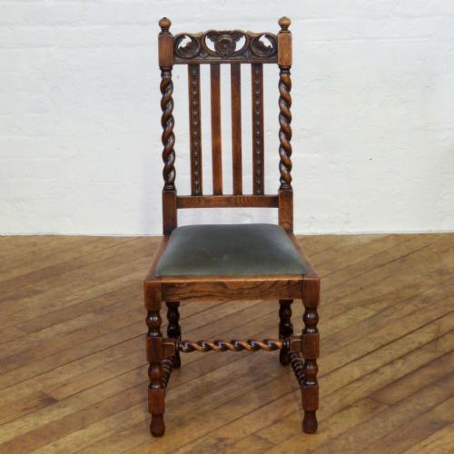 SET OF SIX OAK JACOBEAN STYLE CHAIRS - ADDITIONAL PHOTO 1