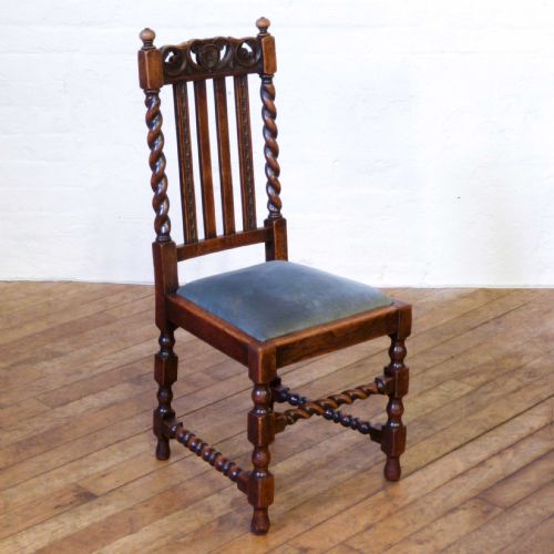 SET OF SIX OAK JACOBEAN STYLE CHAIRS - ADDITIONAL PHOTO 6