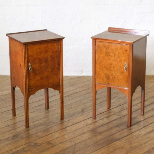 pair of walnut bedside cabinets - CATEGORY: ANTIQUE CABINETS - DATED 1920