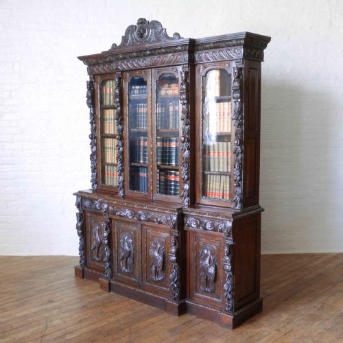 VICTORIAN OAK BREAKFRONT BOOKCASE - ADDITIONAL PHOTO 2