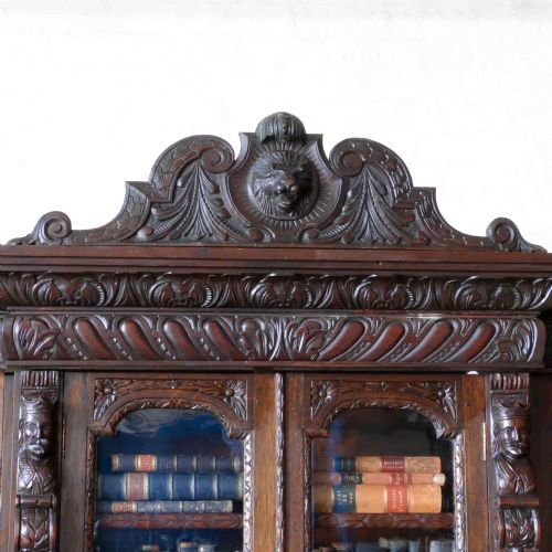 VICTORIAN OAK BREAKFRONT BOOKCASE - ADDITIONAL PHOTO 4