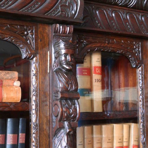 VICTORIAN OAK BREAKFRONT BOOKCASE - ADDITIONAL PHOTO 5