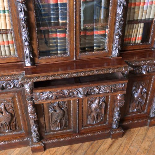 VICTORIAN OAK BREAKFRONT BOOKCASE - ADDITIONAL PHOTO 6