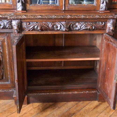 VICTORIAN OAK BREAKFRONT BOOKCASE - ADDITIONAL PHOTO 9
