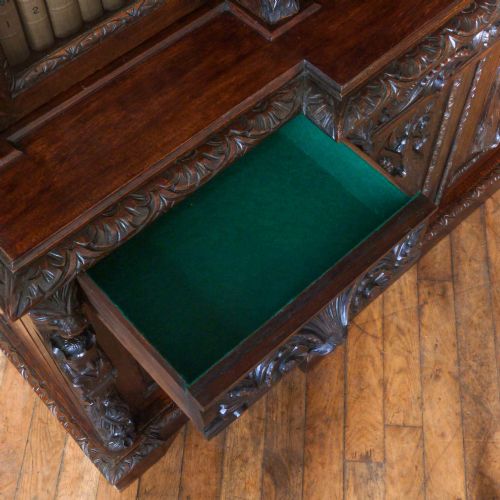 VICTORIAN OAK BREAKFRONT BOOKCASE - ADDITIONAL PHOTO 13