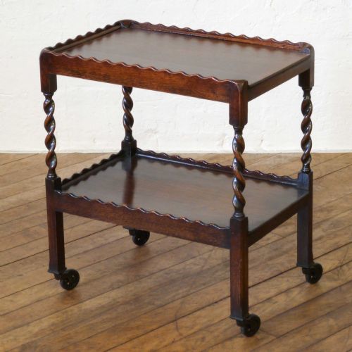 oak two tier tea trolley - CATEGORY: ANTIQUE MISCELLANEOUS - DATED 1920