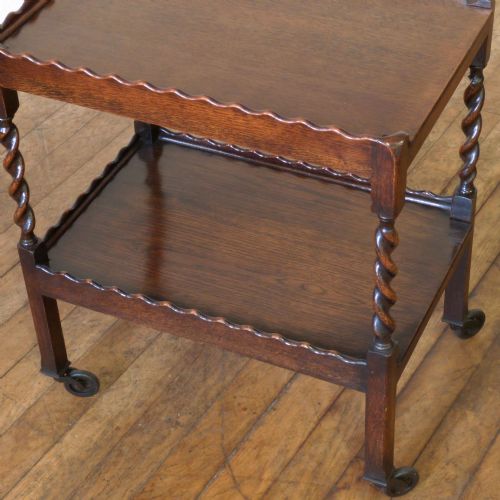 OAK TWO TIER TEA TROLLEY - ADDITIONAL PHOTO 2