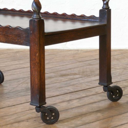 OAK TWO TIER TEA TROLLEY - ADDITIONAL PHOTO 3