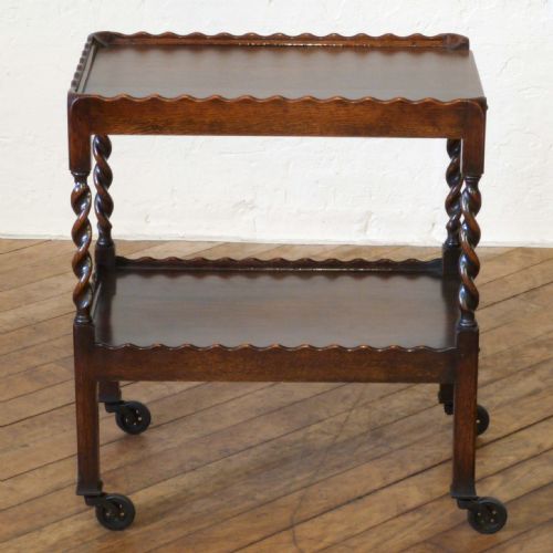 OAK TWO TIER TEA TROLLEY - ADDITIONAL PHOTO 5