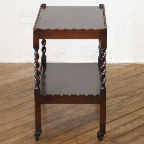 OAK TWO TIER TEA TROLLEY - ADDITIONAL PHOTO 6
