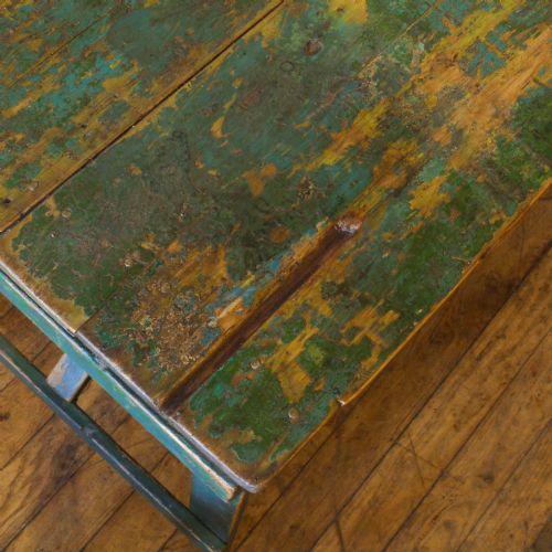 VICTORIAN PAINTED PINE TRESTLE TABLE - ADDITIONAL PHOTO 4
