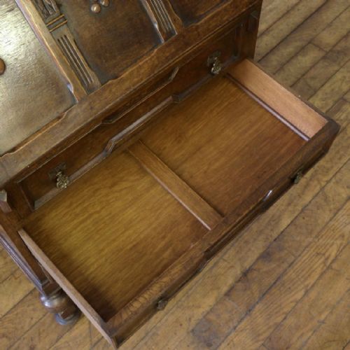 JACOBEAN STYLE OAK BUREAU BOOKCASE - ADDITIONAL PHOTO 4