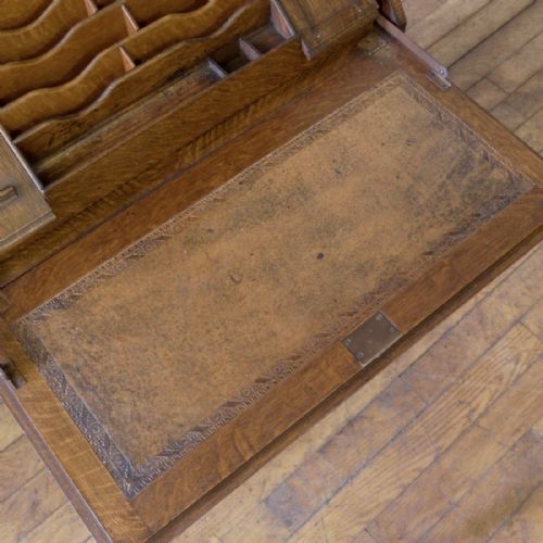 JACOBEAN STYLE OAK BUREAU BOOKCASE - ADDITIONAL PHOTO 7