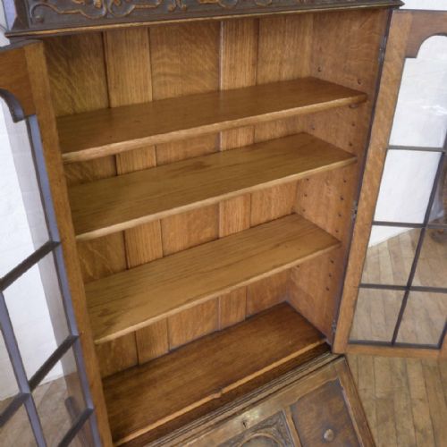JACOBEAN STYLE OAK BUREAU BOOKCASE - ADDITIONAL PHOTO 10