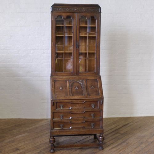 JACOBEAN STYLE OAK BUREAU BOOKCASE - ADDITIONAL PHOTO 14