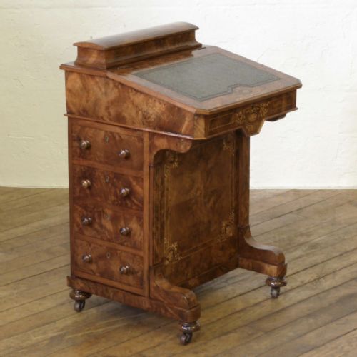 VICTORIAN BURR WALNUT DAVENPORT - ADDITIONAL PHOTO 1