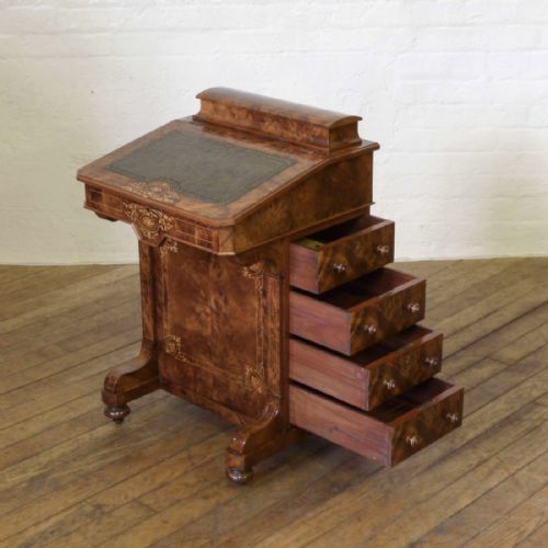 VICTORIAN BURR WALNUT DAVENPORT - ADDITIONAL PHOTO 6
