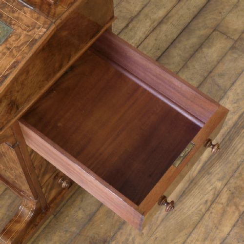 VICTORIAN BURR WALNUT DAVENPORT - ADDITIONAL PHOTO 7