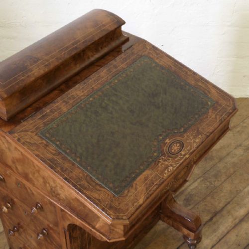 VICTORIAN BURR WALNUT DAVENPORT - ADDITIONAL PHOTO 9