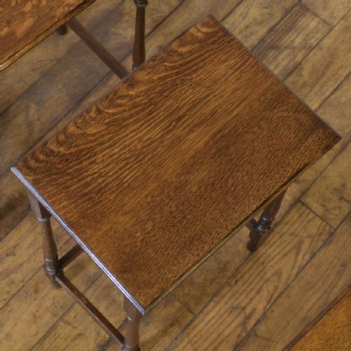 SMALL OAK NEST OF TABLES - ADDITIONAL PHOTO 2