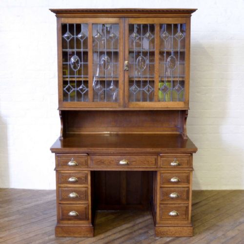 EDWARDIAN OAK BOOKCASE DESK - ADDITIONAL PHOTO 2