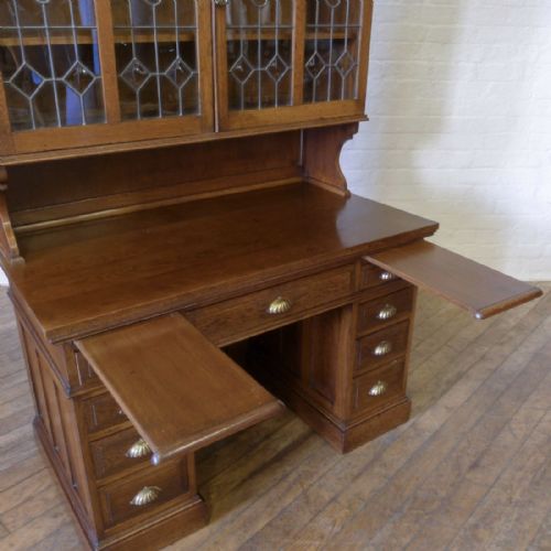 EDWARDIAN OAK BOOKCASE DESK - ADDITIONAL PHOTO 7