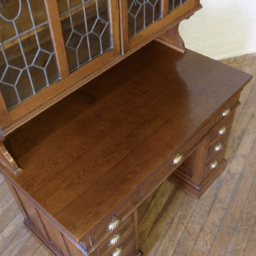 EDWARDIAN OAK BOOKCASE DESK - ADDITIONAL PHOTO 8
