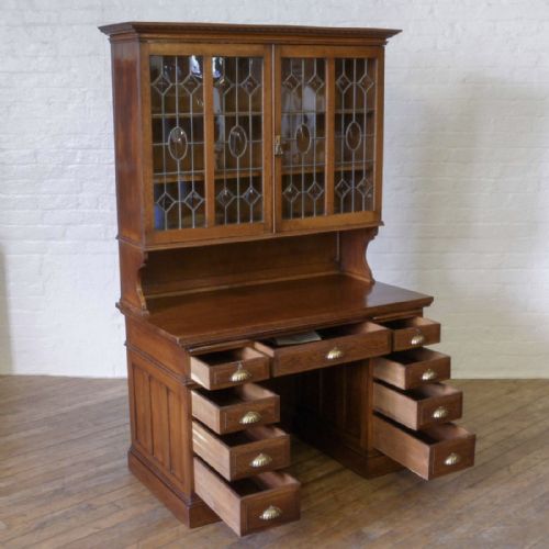 EDWARDIAN OAK BOOKCASE DESK - ADDITIONAL PHOTO 10