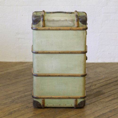 GREEN CANVAS STEAMER TRUNK - ADDITIONAL PHOTO 1