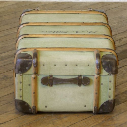 GREEN CANVAS STEAMER TRUNK - ADDITIONAL PHOTO 5