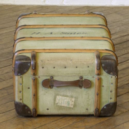 GREEN CANVAS STEAMER TRUNK - ADDITIONAL PHOTO 6