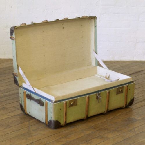 GREEN CANVAS STEAMER TRUNK - ADDITIONAL PHOTO 8