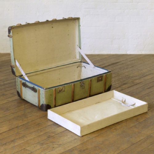 GREEN CANVAS STEAMER TRUNK - ADDITIONAL PHOTO 9