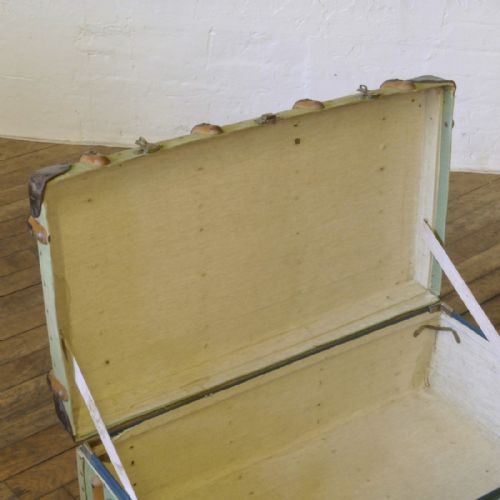 GREEN CANVAS STEAMER TRUNK - ADDITIONAL PHOTO 11