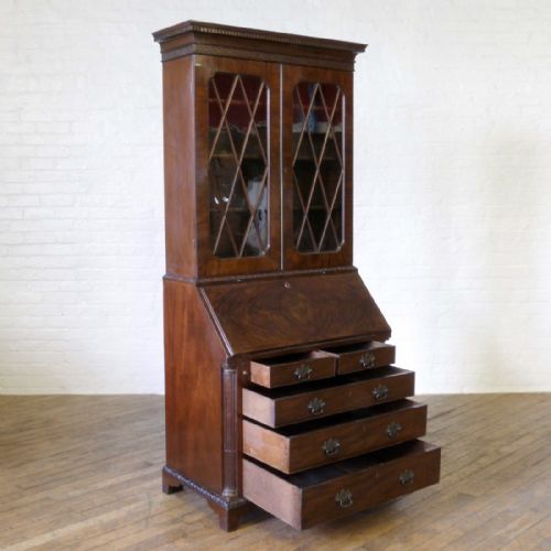 GEORGIAN MAHOGANY BUREAU BOOKCASE - ADDITIONAL PHOTO 2