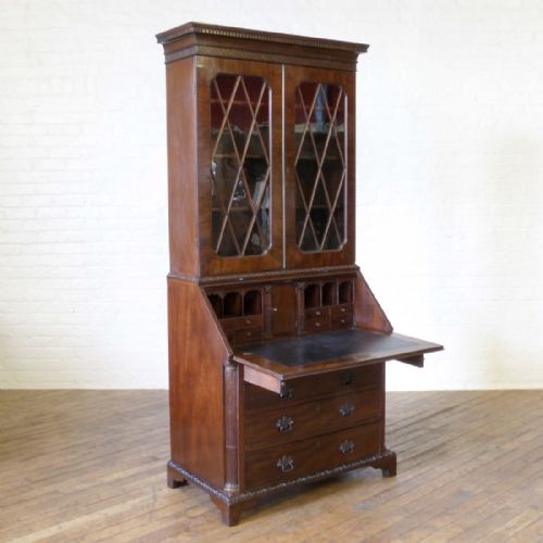 GEORGIAN MAHOGANY BUREAU BOOKCASE - ADDITIONAL PHOTO 4