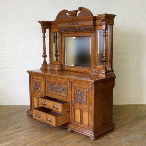 VICTORIAN POLLARD OAK SIDEBOARD - ADDITIONAL PHOTO 4
