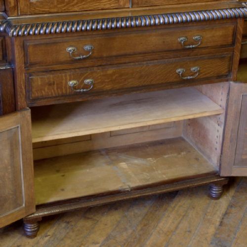 EDWARDIAN OAK BREAKFRONT BOOKCASE - ADDITIONAL PHOTO 2