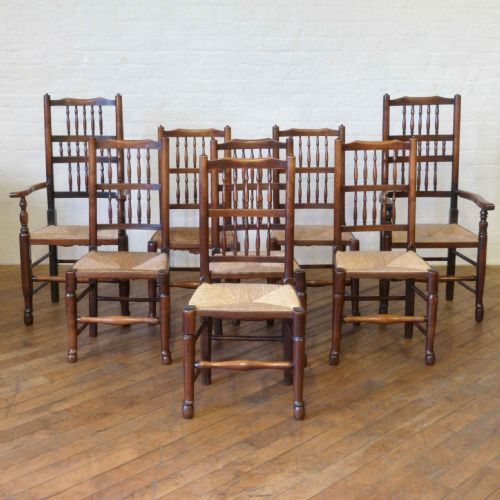 set of eight lancashire spindleback chairs - CATEGORY: ANTIQUE CHAIRS - DATED 1800