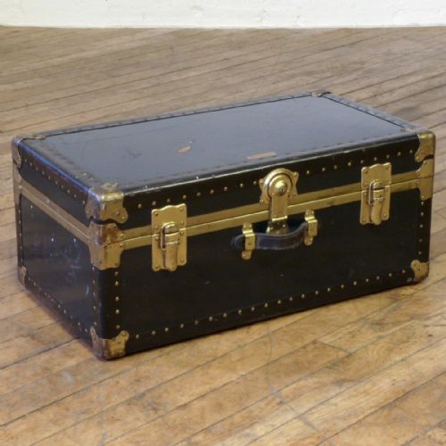 dark blue cabin trunk - CATEGORY: ANTIQUE CHESTS - DATED 1920